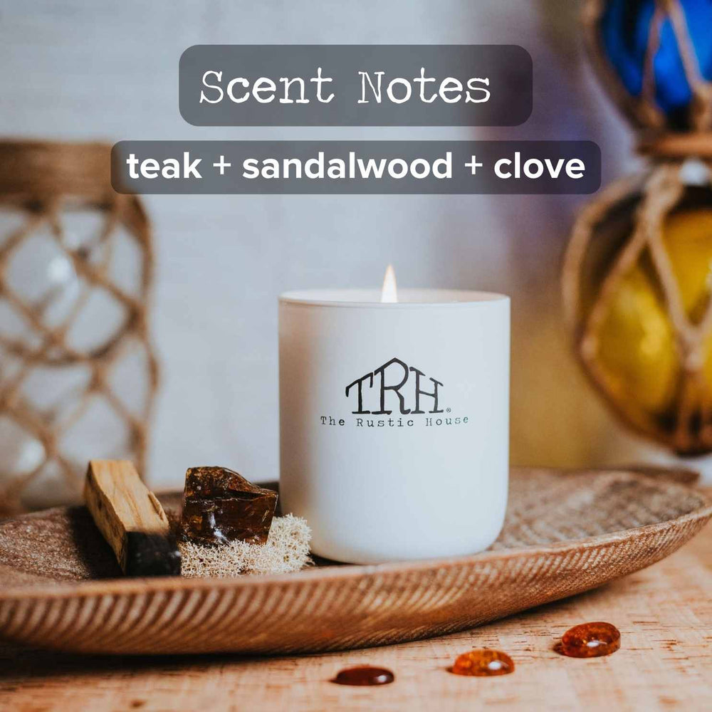 The Rustic House White Teakwood Scent Candle 8 oz